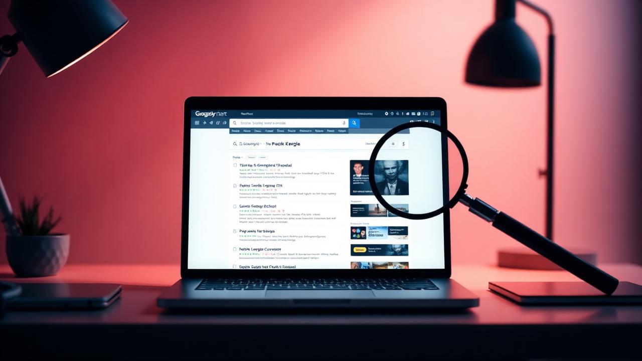 Ordinateur portable affichant une page de résultats de recherche
